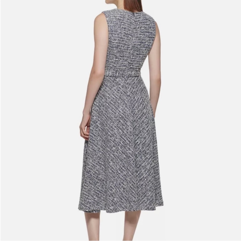 Calvin Klein Textured Black and White Midi Dress - Picture 2 of 16